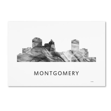 Trademark Fine Art Marlene Watson 'Montgomery Alabama Skyline WB-BW' Canvas Art, 16x24 MW0464-C1624GG
